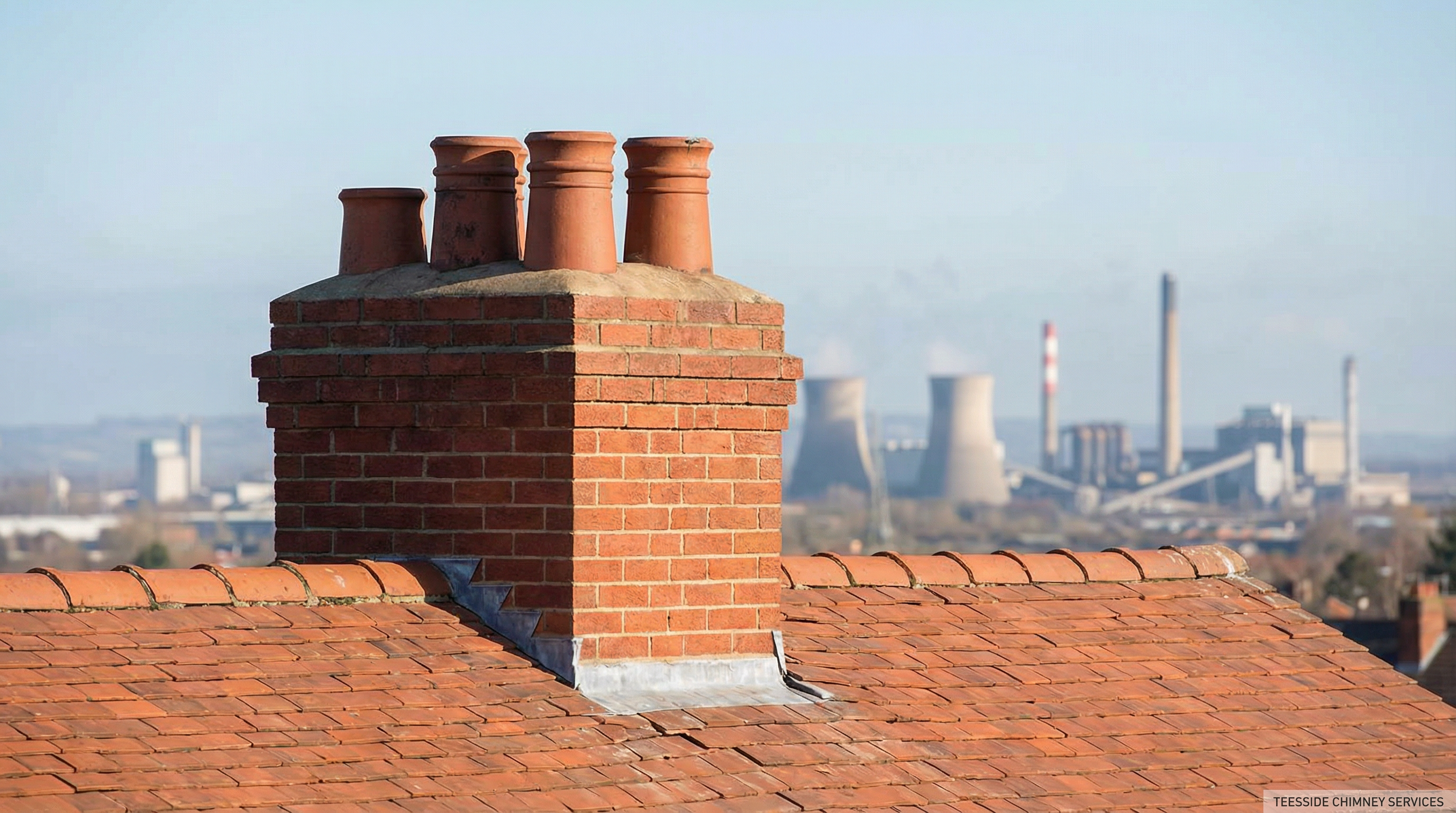 Professional chimney on Teesside rooftop